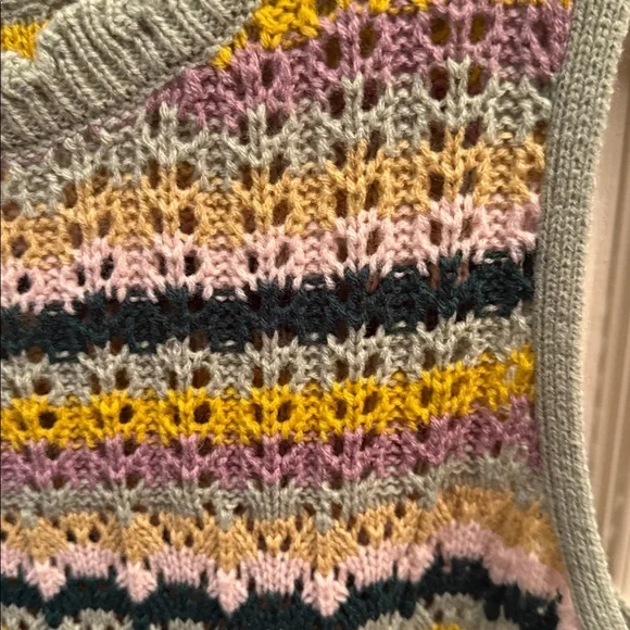 The General Good Sweater Vest Pullover Striped Pointelle Knit Sleeveless.Size XL - Picture 3 of 5